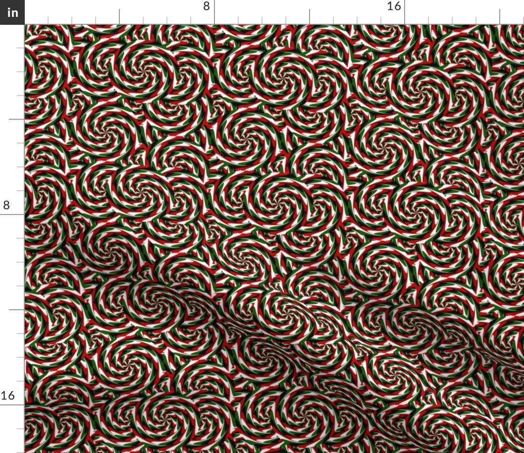 Trippy Groovy Bold Red and Green Christmas Spiral