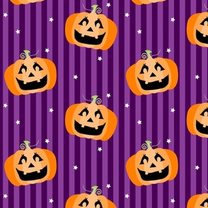 Happy Halloween Pumpkins on Purple