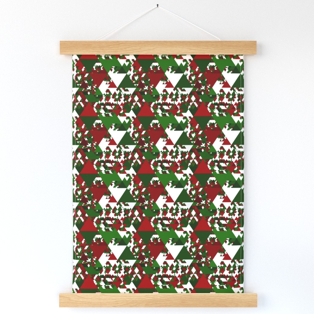 Modern Funky Geometric Red and Green Christmas Triangles