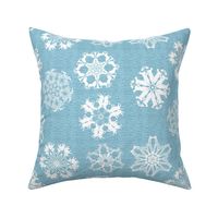 African Animal Snowflakes on Visually Textured Sky Blue