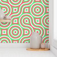 Funky Mod Retro Bright Red and Green Christmas Truchet Pattern