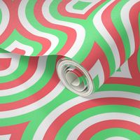 Funky Mod Retro Bright Red and Green Christmas Truchet Pattern