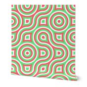 Funky Mod Retro Bright Red and Green Christmas Truchet Pattern