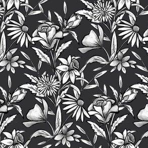 Floral Toile Charcoal