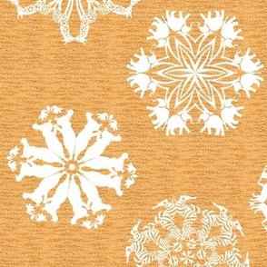 African Animal Snowflakes on Visually Textured Orange