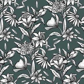 Floral Toile Teal