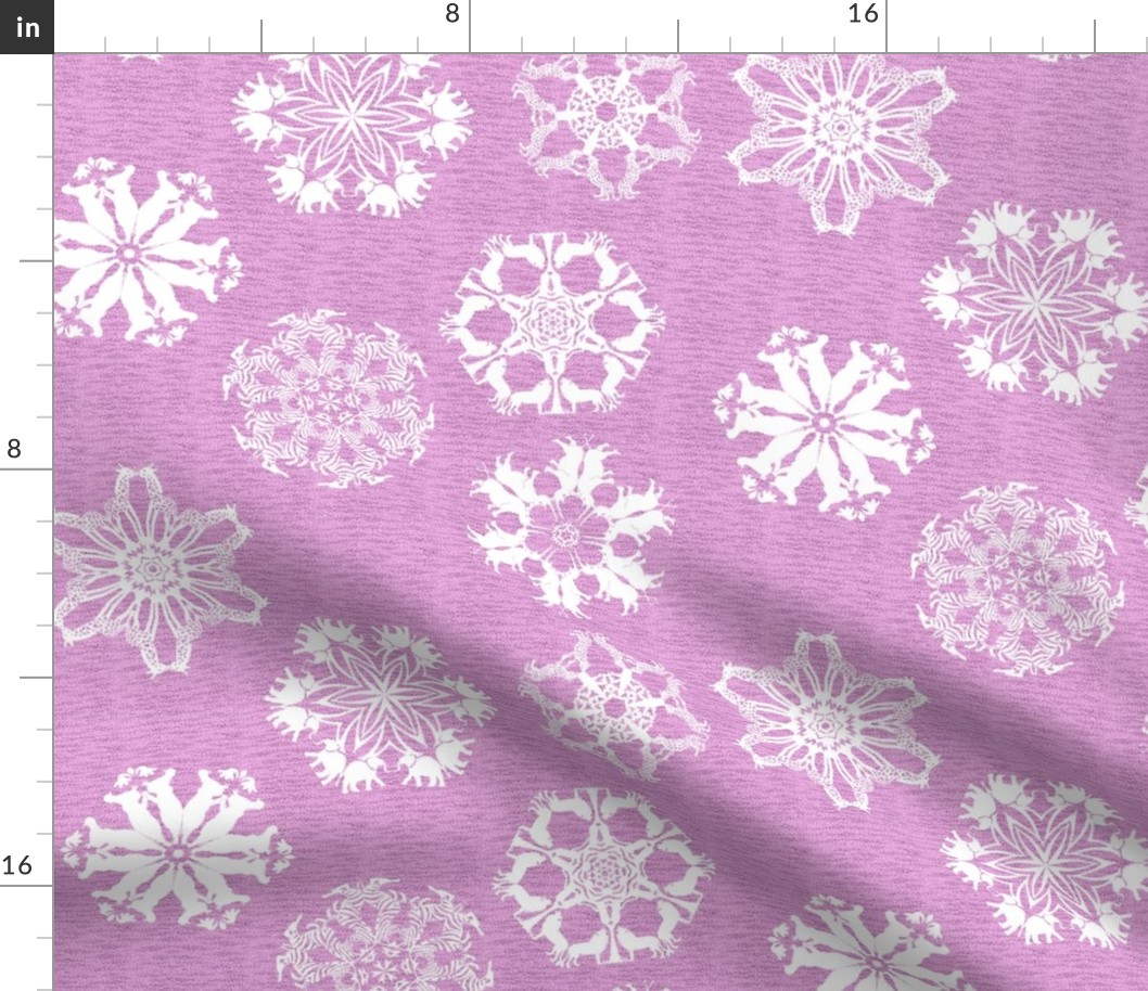 African Animal Snowflakes on Visually Textured Pink
