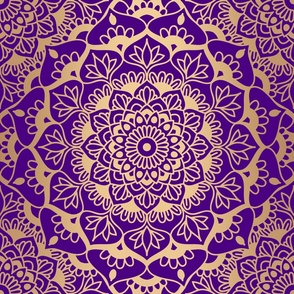Indigo Purple and Gold Geometric Mandala