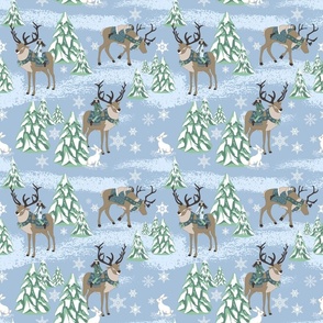 Reindeer Riders on Sky Blue 