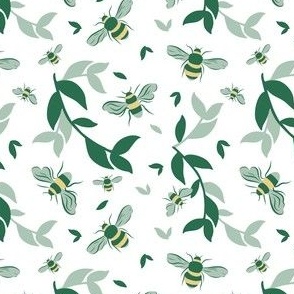 Bees & Leaves // Cucumber on White