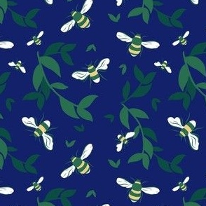 Bees & Leaves // Navy