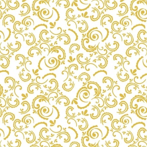 Pat 5 golden yellow scallops swirls geometric graphic playful ditsy girly terri_conrad_designs