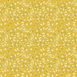 Pat 8 golden yellow green white leaves boho farmhouse cottage core girls apparrel Terri_Conrad_Designs