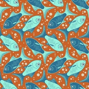 Feeling Fin-tastik (Turquoise fish on Orange)