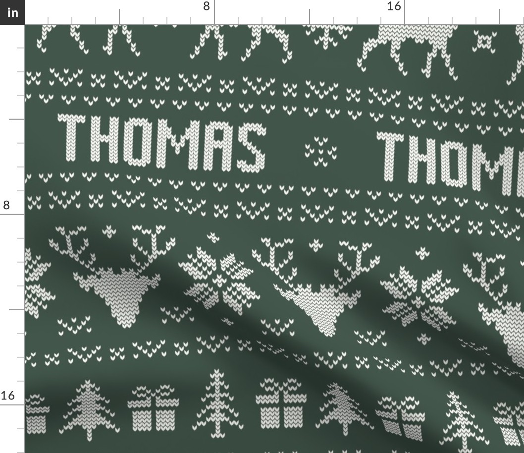 Xl Ugly Christmas Sweater Names Forest Green - extra large scale