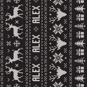 XL Ugly Christmas Sweater Names Darkest Grey Rotated - extra large