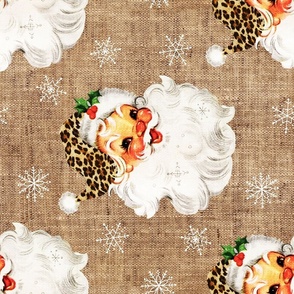 Leopard Retro Santa Burlap Rotated - large scale