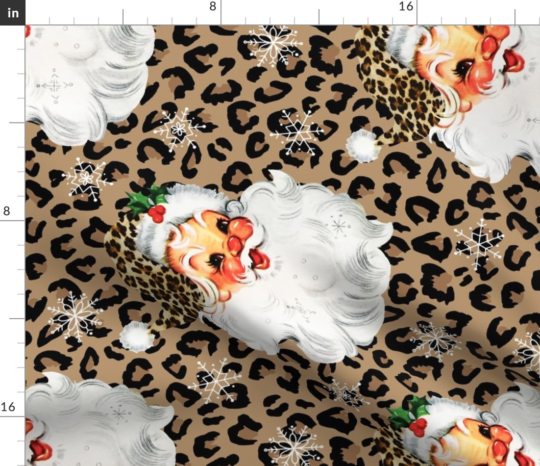 Leopard Retro Santa Leopard Background Rotated - large scale