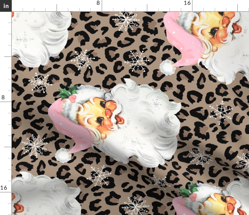 Pink Santa Leopard Background Rotated - large scale
