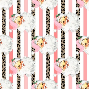 Pink Santa Pink and Leopard Stripe Background Rotated - medium scale
