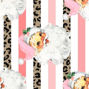 Pink Santa Pink and Leopard Stripe Background Rotated - large scale
