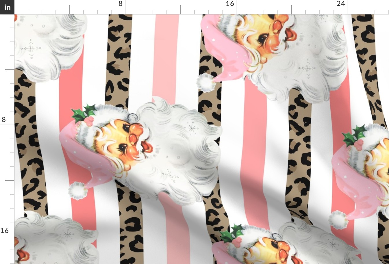 Pink Santa Pink and Leopard Stripe Background Rotated - large scale