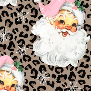 XL Pink Santa Leopard Background - extra large scale