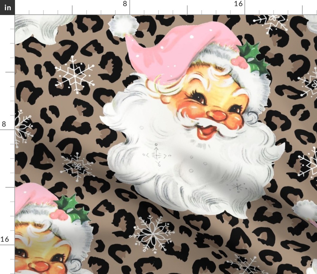 XL Pink Santa Leopard Background - extra large scale