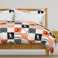 Volleyball/Softball//Orange&Black - Wholecloth Cheater Quilt