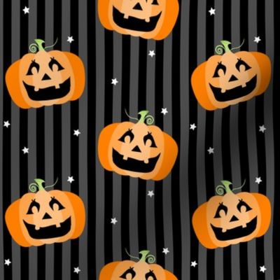 Happy Halloween Pumpkins on Black - Small