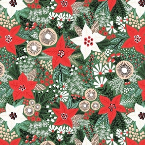 Christmas Florals Green