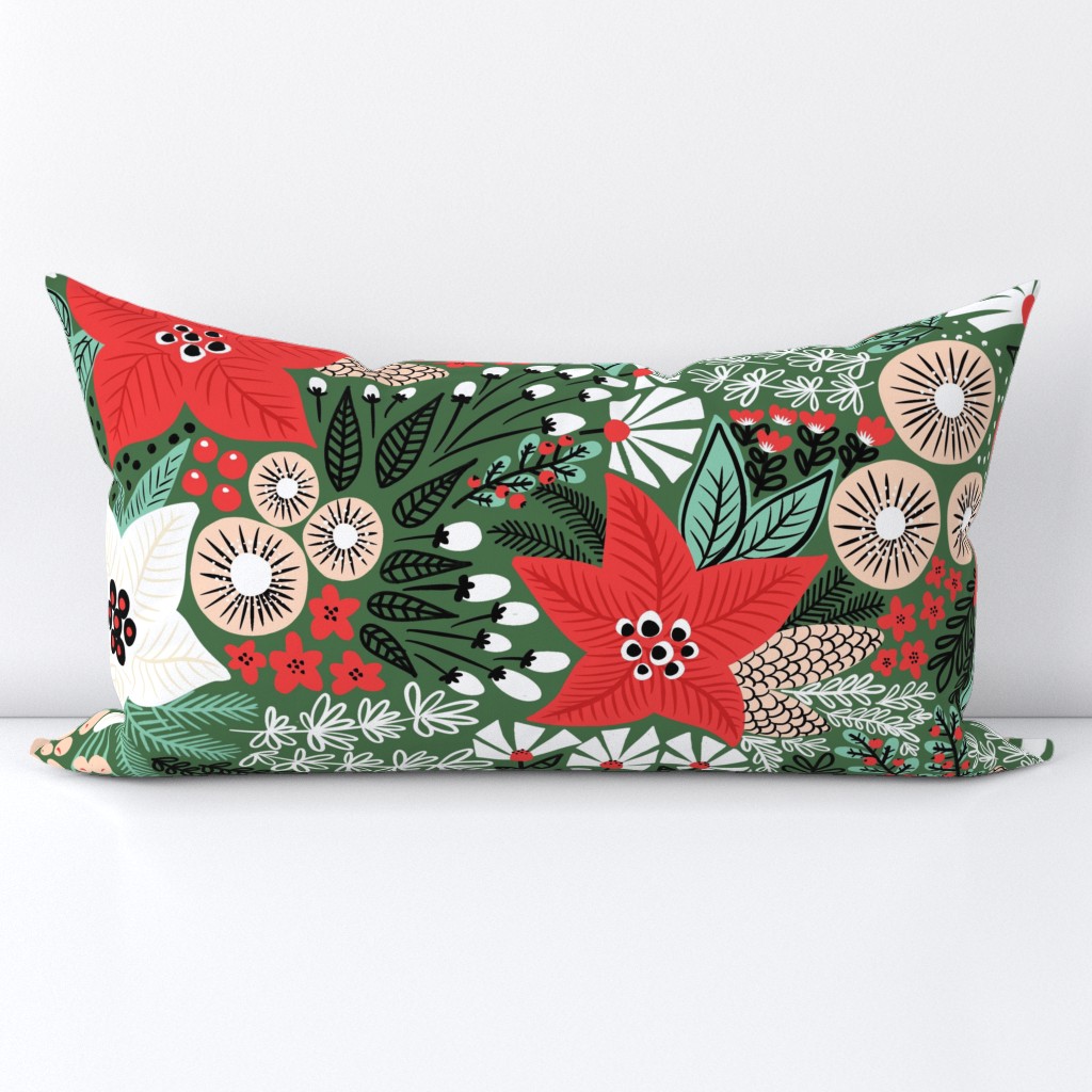 Christmas Florals Green Large