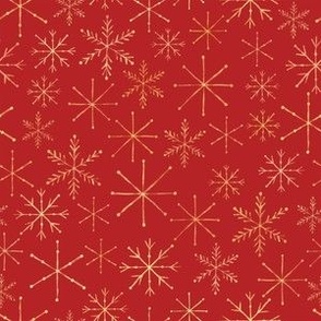 Gold Snowflakes On Christmas Red 6x6