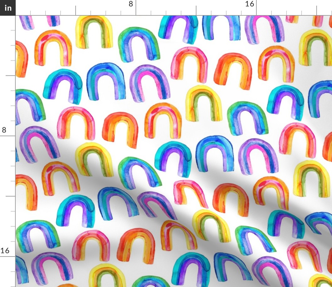 Watercolor Rainbows on White - medium