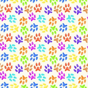 brights watercolor rainbow large breed dog paw prints