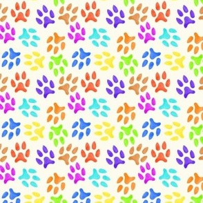 brights watercolor rainbow large breed dog paw prints small scale