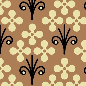 Geometric flowers, brown / 0161