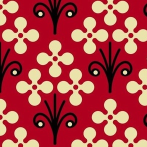 Geometric flowers, dark red / 0163