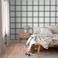 Windowpane Plaid - Dark Green on white, Large Scale