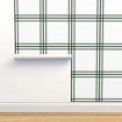 Windowpane Plaid - Dark Green on white, Large Scale