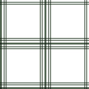Windowpane Plaid - Dark Green on white, Large Scale