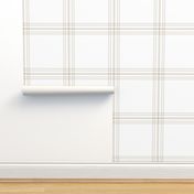 Windowpane Plaid - Greige on white, Large Scale