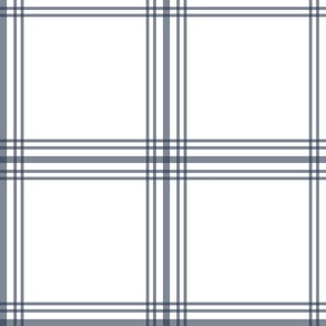 Windowpane Plaid - Slate Blue on white, Large Scale