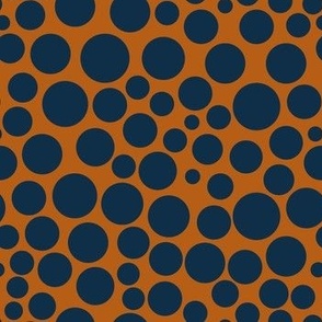 Navy and Orange Irregular Polka Dots