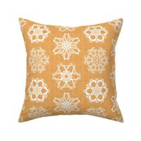 African Lion Leopard Zebra and Giraffe Snowflakes on Visually Textured Orange