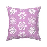 African Rhino Hippo Elephant and Giraffe Snowflakes on Visually Textured Pink