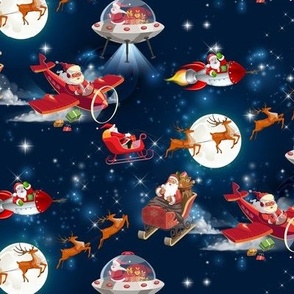 Santa Christmas Space reindeer sleigh