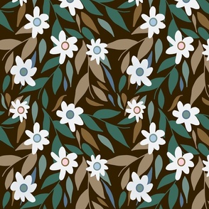 Wandering Floral on Brown 