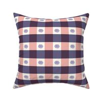 Gingham Peach Purple Floral Lrg Scale