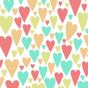 Lots of Hearts - Party Colors on White